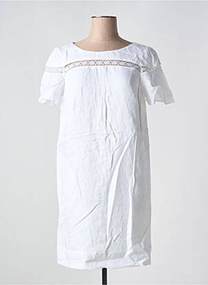 Robe courte fermeture zippée au dos manches courtes blanc CAROLL femme