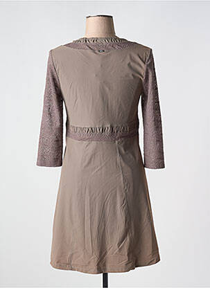 Robe courte manches 3/4 manches 3/4 marron DECA femme