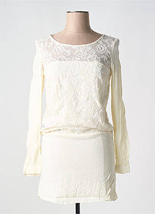 Robe courte manches longues manches longues beige NAF NAF femme