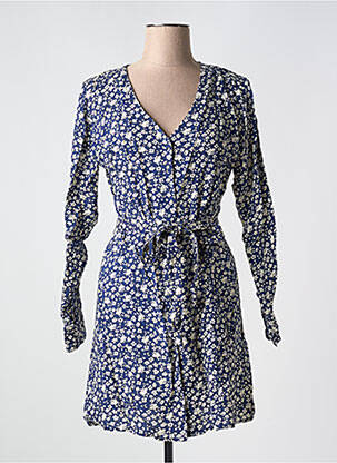 Robe courte manches longues manches longues bleu BIZANCE femme