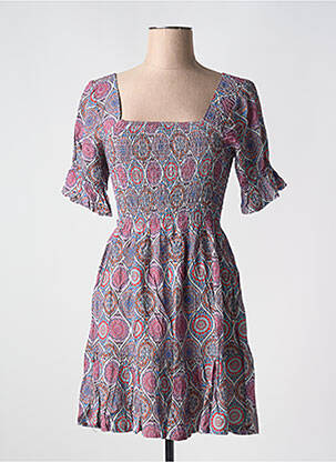 Robe courte manches courtes manches courtes violet MADE IN ITALY femme