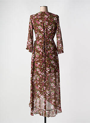 Robe longue imprimé fantaisie manches 3/4 marron LA PETITE ETOILE femme