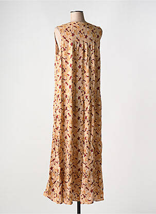Robe longue imprimé fantaisie sans manche marron CAROLL femme