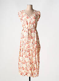 Robe longue imprimé fantaisie manches courtes beige B.YOUNG femme
