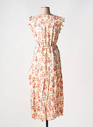 Robe longue imprimé fantaisie manches courtes beige B.YOUNG femme