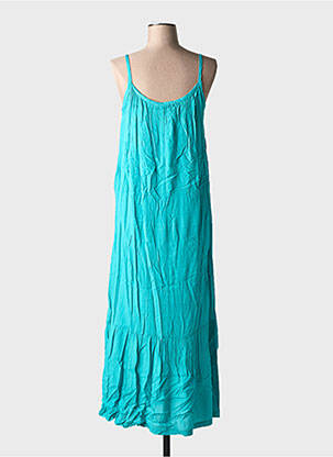 Robe longue coupe fluide fines bretelles bleu LILI & CAROLINE femme