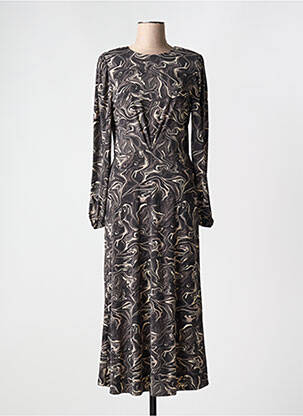 Robe longue manches longues manches longues gris ICHI femme