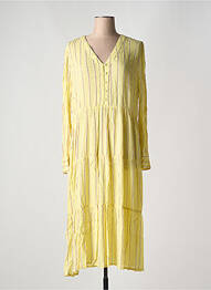 Robe longue manches longues manches longues jaune ICHI femme