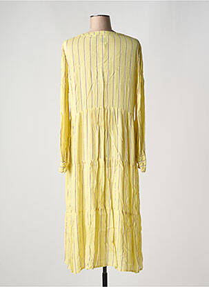 Robe longue manches longues manches longues jaune ICHI femme