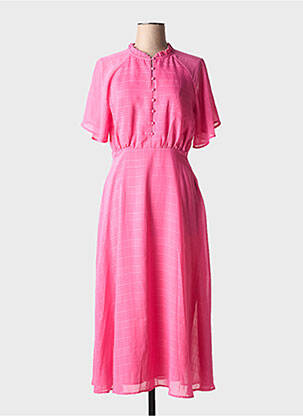 Robe longue manches courtes manches courtes rose ICHI femme