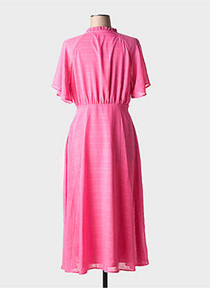 Robe longue manches courtes manches courtes rose ICHI femme