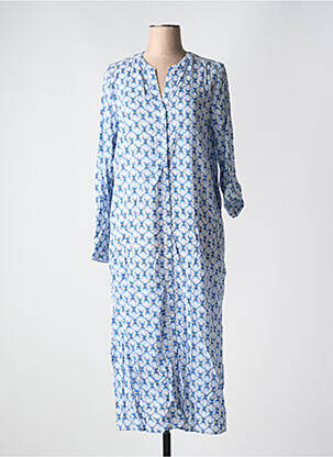 Robe mi-longue coupe fluide manches longues bleu B.YOUNG femme