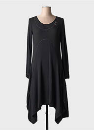 Robe mi-longue coupe fluide manches longues noir DECA femme