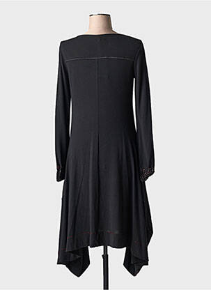 Robe mi-longue coupe fluide manches longues noir DECA femme