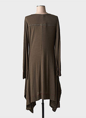 Robe mi-longue coupe fluide manches longues vert DECA femme