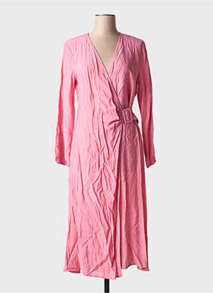 Robe longue manches longues manches longues rose ICHI femme