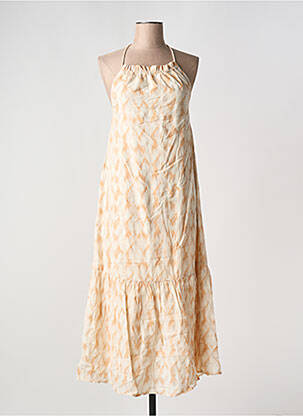 Robe longue imprimé fantaisie fines bretelles beige B.YOUNG femme