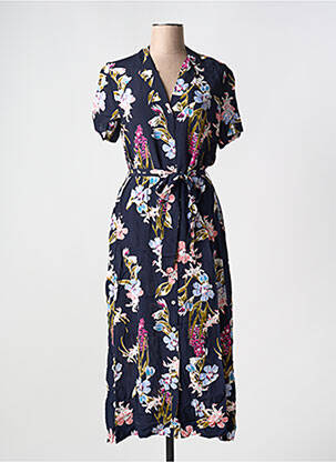 Robe longue imprimé fantaisie manches courtes bleu BIZANCE femme