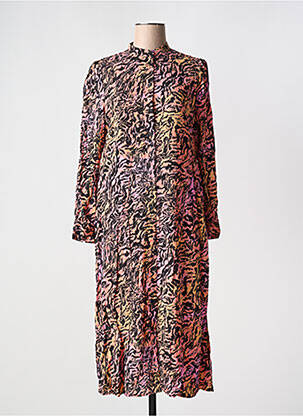 Robe longue imprimé fantaisie manches longues rose B.YOUNG femme
