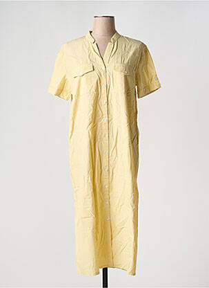 Robe longue imprimé fantaisie manches courtes jaune ICHI femme