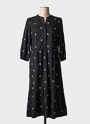 Robe mi-longue manches 3/4 manches 3/4 noir FRANSA femme