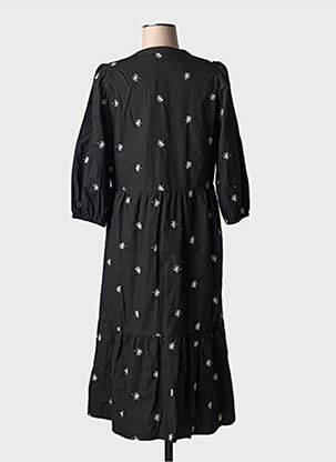 Robe mi-longue manches 3/4 manches 3/4 noir FRANSA femme
