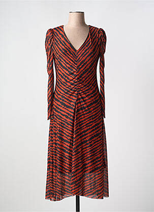 Robe longue manches longues manches longues orange ICHI femme