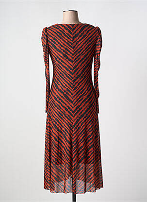 Robe longue manches longues manches longues orange ICHI femme