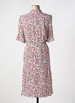 Robe mi-longue coupe fluide manches courtes rose FRANSA femme