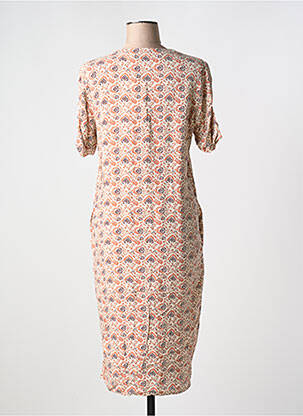 Robe longue imprimé fantaisie manches courtes beige FRANSA femme