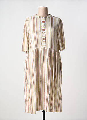 Robe mi-longue manches 3/4 manches 3/4 beige FRANSA femme