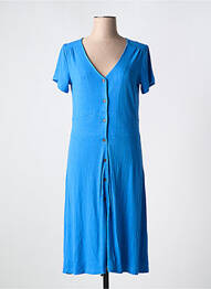 Robe mi-longue coupe fluide manches courtes bleu FRANSA femme