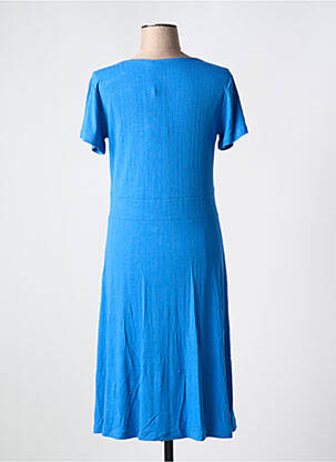 Robe mi-longue coupe fluide manches courtes bleu FRANSA femme