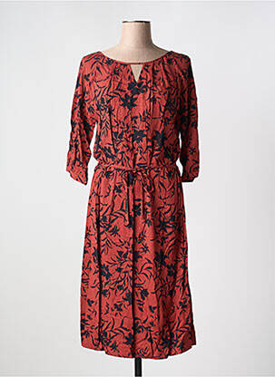 Robe mi-longue coupe fluide manches 3/4 orange FRANSA femme