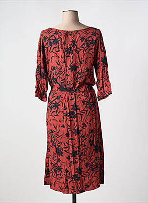 Robe mi-longue coupe fluide manches 3/4 orange FRANSA femme
