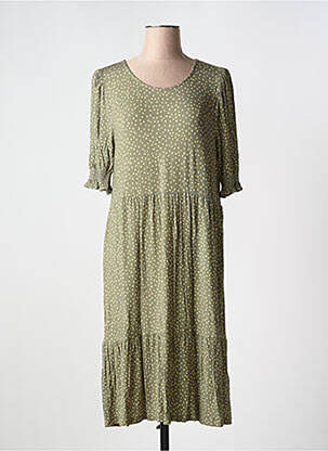 Robe mi-longue coupe fluide manches 3/4 vert NUMPH femme