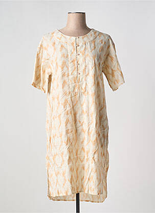 Robe mi-longue coupe fluide manches courtes beige B.YOUNG femme
