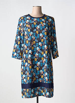 Robe mi-longue manches 3/4 manches 3/4 bleu LILI & CAROLINE femme