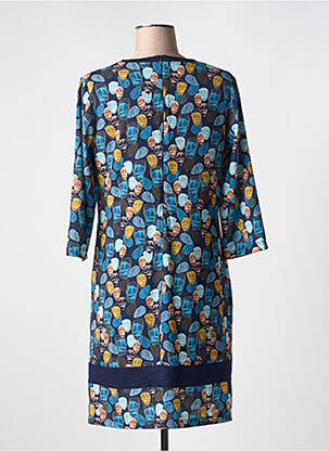 Robe mi-longue manches 3/4 manches 3/4 bleu LILI & CAROLINE femme