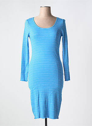 Robe mi-longue imprimé fantaisie manches longues bleu B.YOUNG femme