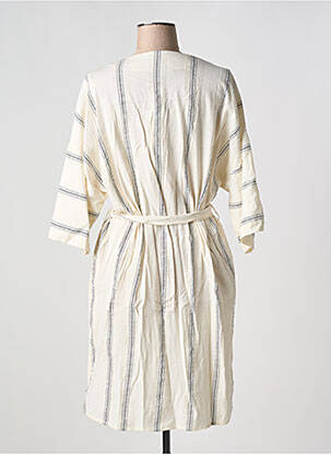 Robe mi-longue imprimé fantaisie manches courtes beige FRANSA femme