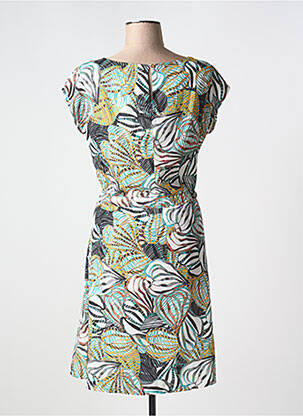 Robe mi-longue coupe fluide manches courtes vert LILI & CAROLINE femme