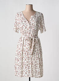 Robe mi-longue coupe fluide manches courtes blanc FRANSA femme