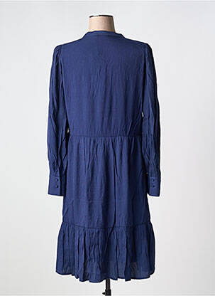 Robe mi-longue coupe fluide manches longues bleu FRANSA femme