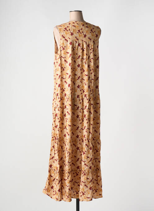 Robe longue imprimé fantaisie sans manche marron CAROLL femme