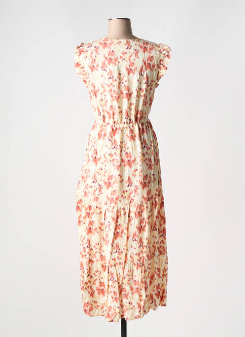 Robe longue imprimé fantaisie manches courtes beige B.YOUNG femme