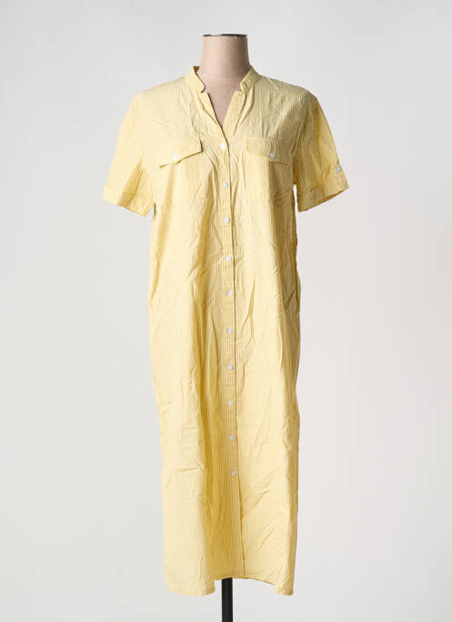 Robe longue jaune ICHI pour femme