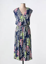 Robe mi-longue coupe fluide manches courtes bleu LILI & CAROLINE femme
