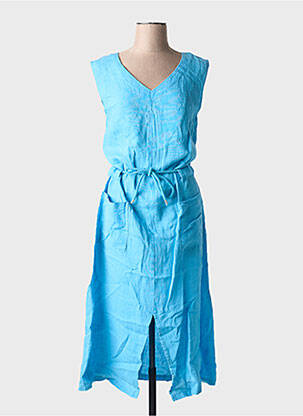 Robe longue coupe évasée sans manche bleu LILI & CAROLINE femme
