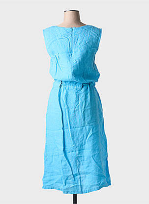 Robe longue coupe évasée sans manche bleu LILI & CAROLINE femme